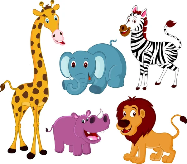 Conjunto Animais Africanos Desenho Animado Ilustração — Vetor de Stock