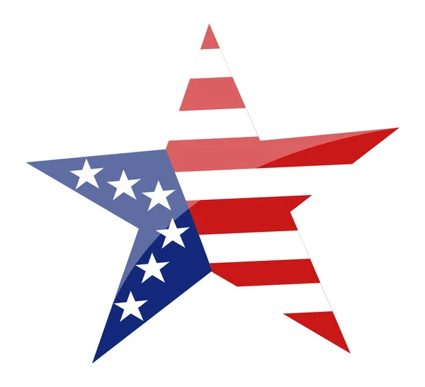 Juli Star Vektor Amerikansk Flagga Stjärna Isolerad Vit Bakgrund — Stock vektor