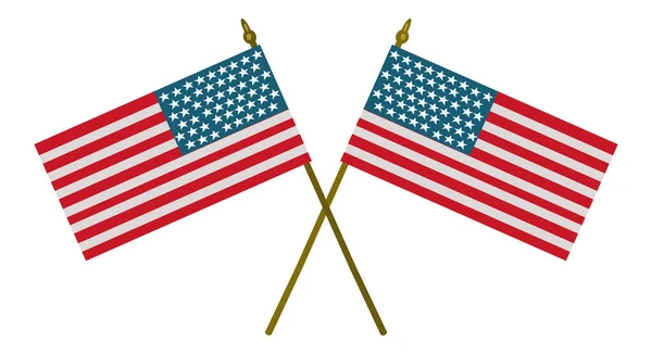 Amerikansk Flagga Korsade Vektor Isolerad Vit Bakgrund — Stock vektor