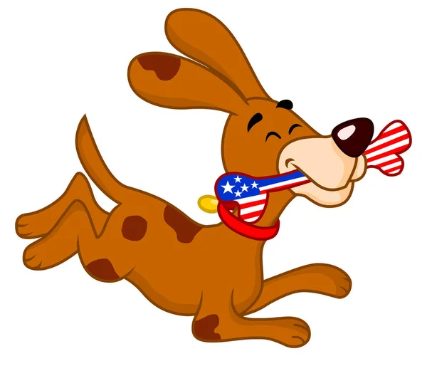 Amerikaanse Patriot Hond Cartoon Vector Illustratie — Stockvector