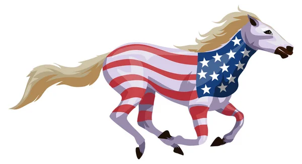 Amerikanische Patrioten Pferd Running Horse Illustration — Stockvektor