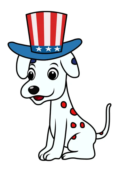 Perro Patriota Dibujos Animados Con Ilustración Vector Sombrero Americano — Archivo Imágenes Vectoriales