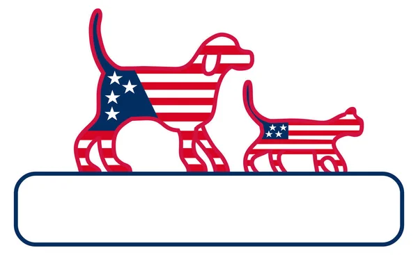 Happy July 4Th Dog Cat Header Footer Banner Vector Illustration — Stock Vector