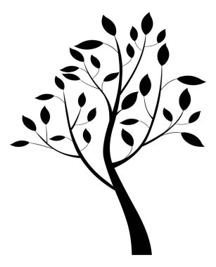 Beyaz arkaplanda izole edilmiş zarif ağaç silüeti vektörü