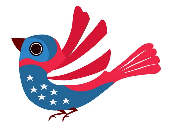 Patriotisk Fågel Amerikansk Flagga Vektor Isolerad Vit Bakgrund — Stock vektor