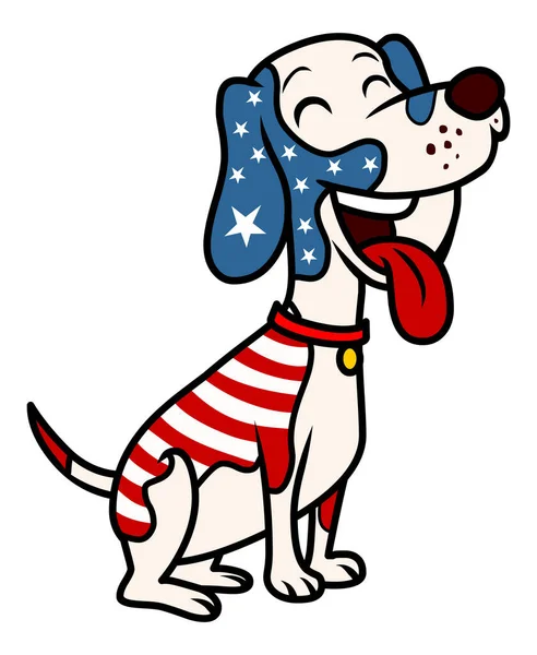 Patriotic Dog Vector Illustration Isolated White Background — Stock Vector