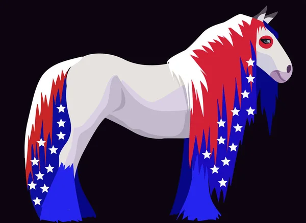 Cavalo Patriótico Com Cores Bandeira Americana — Vetor de Stock