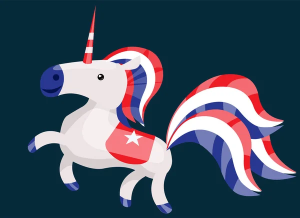 Patriotic Unicorn July Illustration — Stock Vector