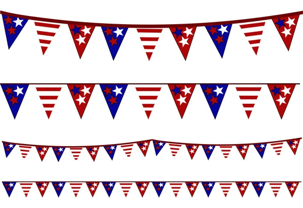 Ensemble Fanions Drapeau Américain Patriotique Bannière Vecteur Isolé — Image vectorielle