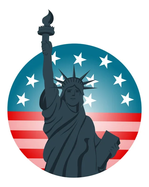 Estatua Libertad Fondo Patriótico Vector Ilustración — Vector de stock