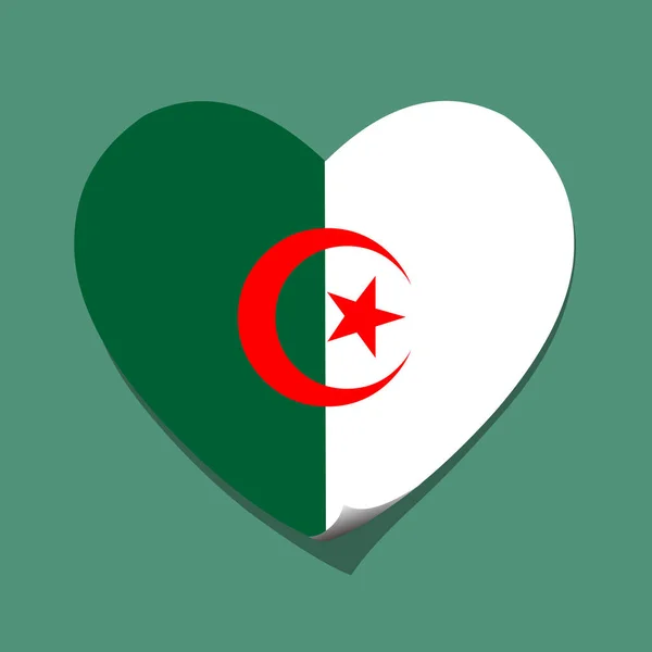 アルジェリアの国旗の心が好き — ストックベクタ