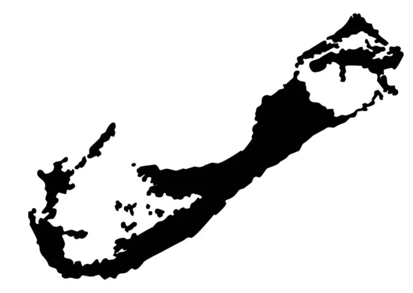 Bermuda Térkép Sziluett Vektor Illusztráció Elszigetelt Fehér Háttér — Stock Vector
