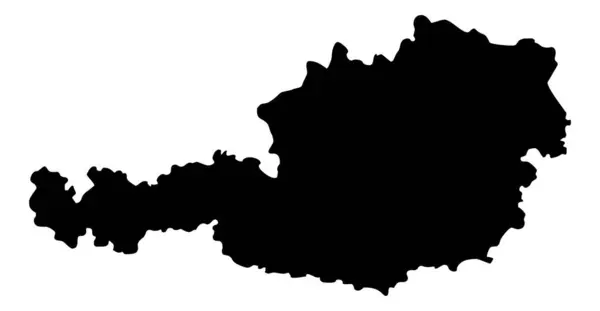 Rakousko Mapa Silueta Vektor Izolovaný Bílém Pozadí — Stockový vektor