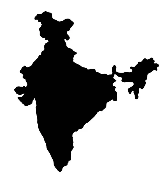 Indie Mapa Sylwetka Wektor Izolowane Białym Tle — Zdjęcie stockowe