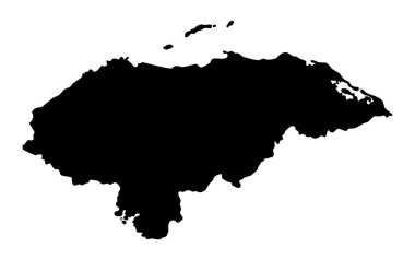 Beyaz arkaplanda izole edilmiş Honduras haritası siluet vektörü