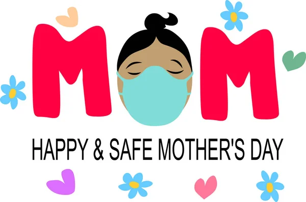 Dia Das Mães Seguras Cartaz Cartão Felicitações Banner — Vetor de Stock
