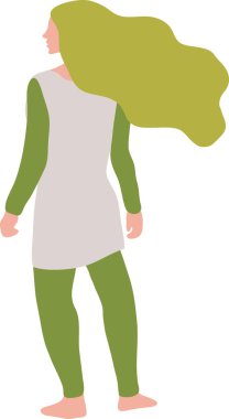 Genç bir kadının çizgi film karakteri çizimi. 