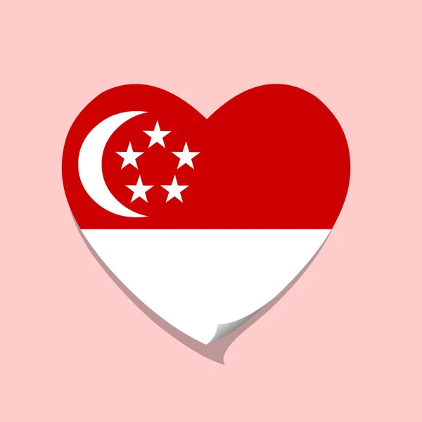Love Singapore Flag Heart — Stock Vector