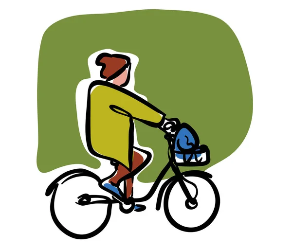 Hombre Montar Bicicleta Ilustración — Vector de stock