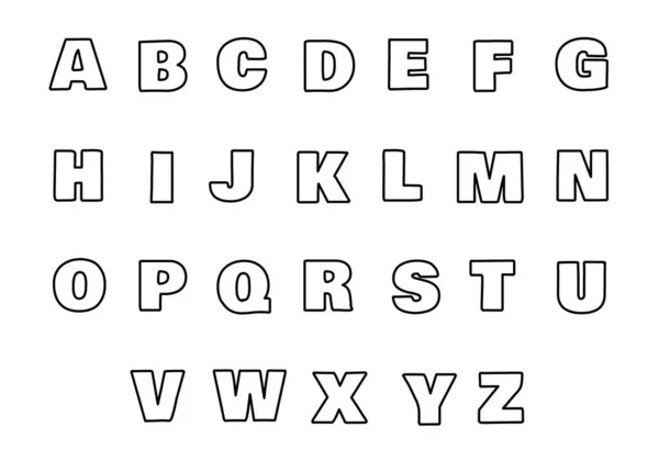 Aalphabet Set Illustration Black Out Line — Vector de stock