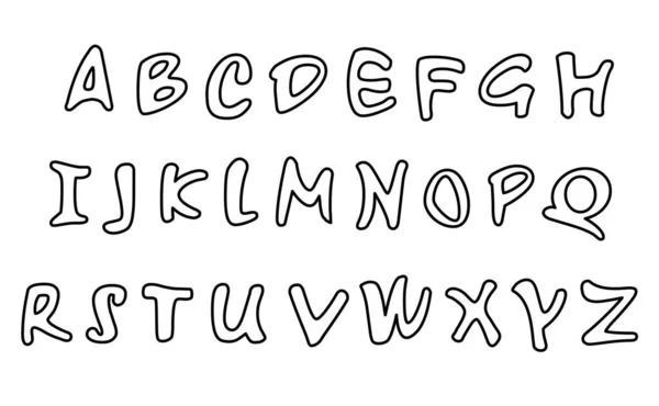 Alfabeto Letras Vector Negro Línea — Vector de stock