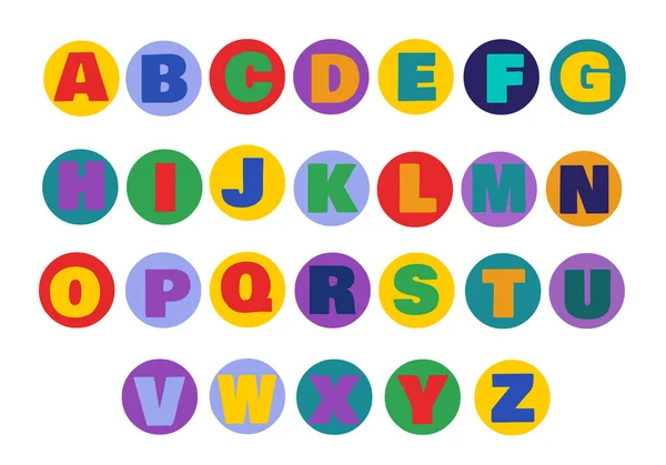 Bunte Flachen Stil Alphabet Set Illustration — Stockvektor