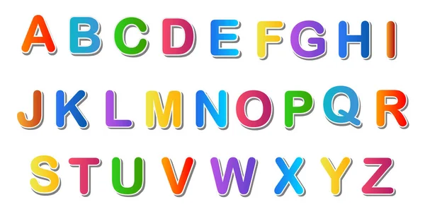 Englischer Alphabet Vektor Mehrfarbiger Alphabet Aufkleber — Stockvektor