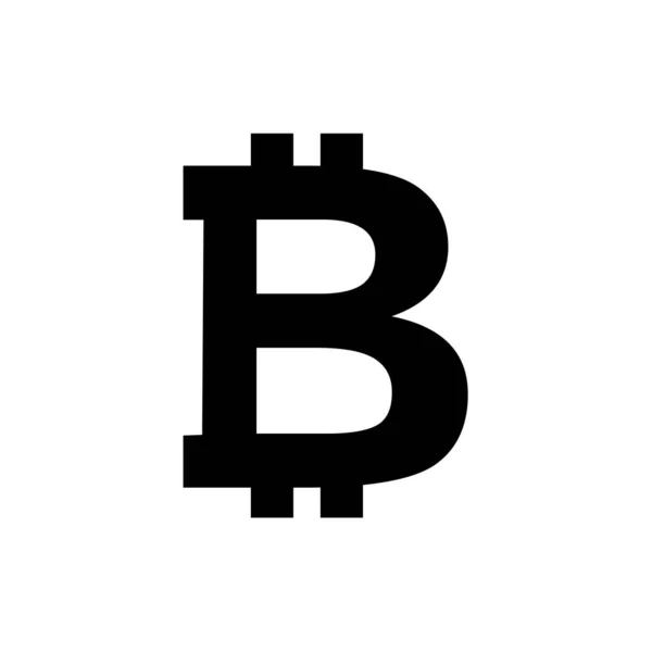 Bitcoin Logosu Siyah Izole — Stok Vektör