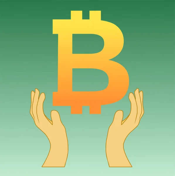 Altın Bitcoin Zenginlik Sembolünü Yakala — Stok Vektör