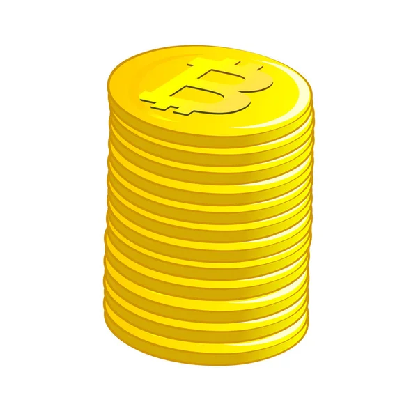 Montón Bitcoins Vector Ilustración — Vector de stock