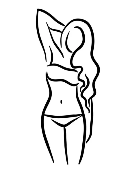 Bikini Kvinna Handritad Illustration — Stock vektor