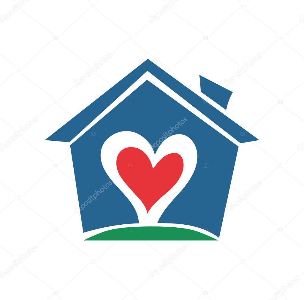 Home heart logo Vector illustration