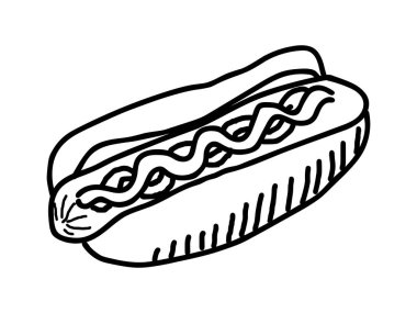 Beyaz arkaplanda sosisli el çizim vektörü