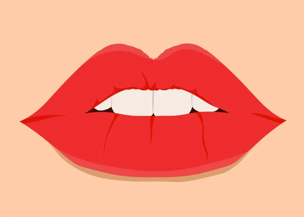 Labios Rojos Vector Ilustración — Vector de stock