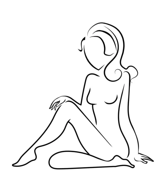 Beautiful Woman Sitting Illustration — Stock Vector