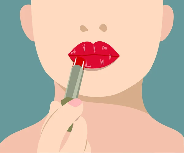 Farbe Lippenstift Red Lippe Illustration — Stockvektor