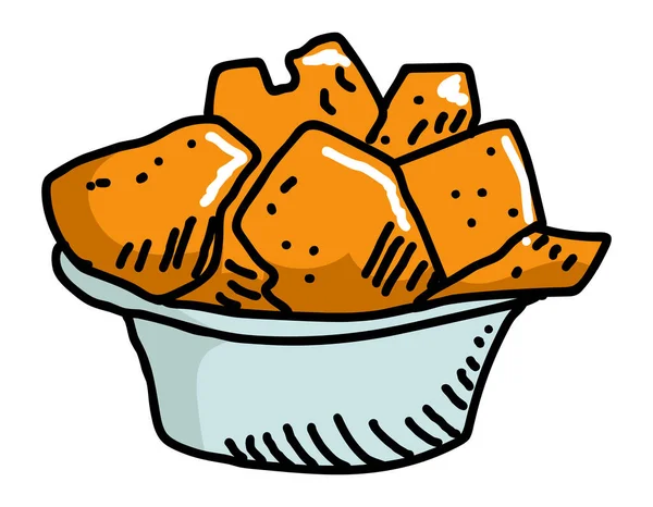 Snacks Bowl Ilustración Alimentos Vector Aislado Sobre Fondo Blanco — Archivo Imágenes Vectoriales