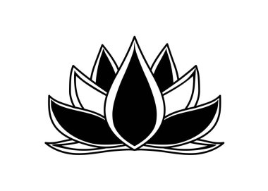 Lotus çiçeği logosu simgesi siyah siluet