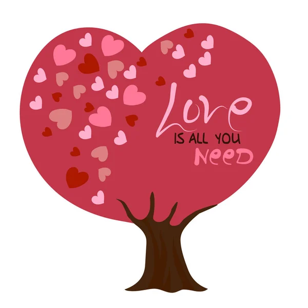 Amore Tutto Ciò Cui Hai Bisogno Valentineday Tree — Vettoriale Stock