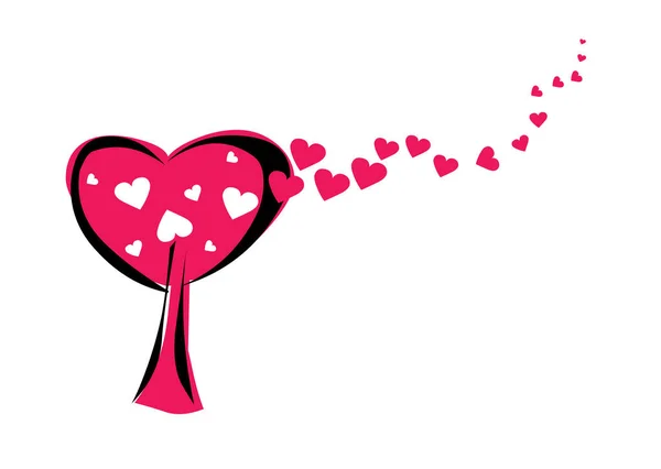 愛の木ピンクの心 — ストックベクタ