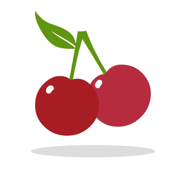 Cherry Frutta Icona Logo Vettoriale Illustrazione Isolato Sfondo Bianco — Vettoriale Stock