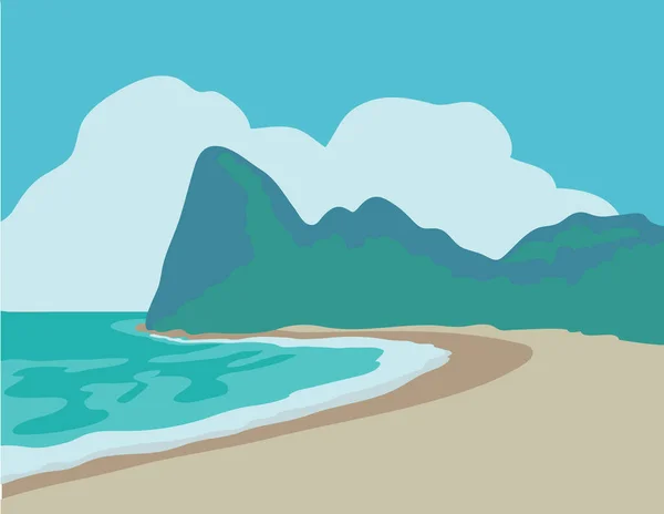 Пляж Летним Небом — стоковый вектор
