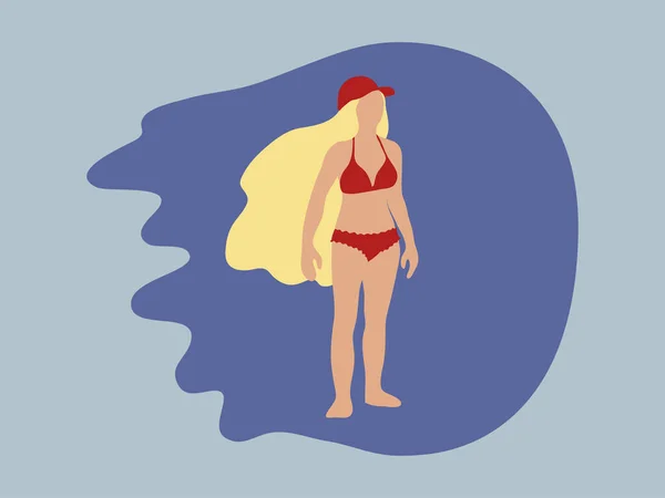 Junges Mädchen Strand Illustration — Stockvektor