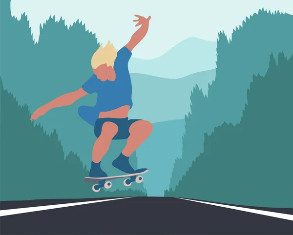 公路图解上的男子滑冰 — 图库矢量图片