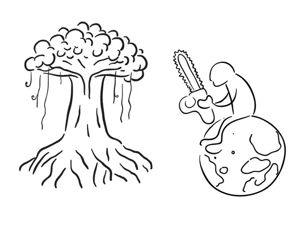 Salvar Árvore Vetor Ilustração —  Vetores de Stock