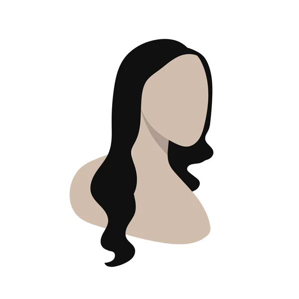 Beauty Woman Long Hair Style Icon Logo Woman Faceless Stock — Stock Vector