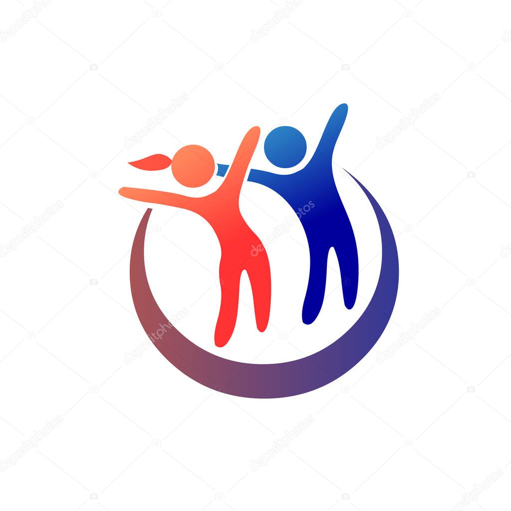 Happy couples logo icon vector illustration eps