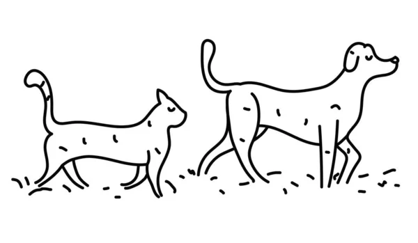 Kat Hond Uitlaten — Stockvector