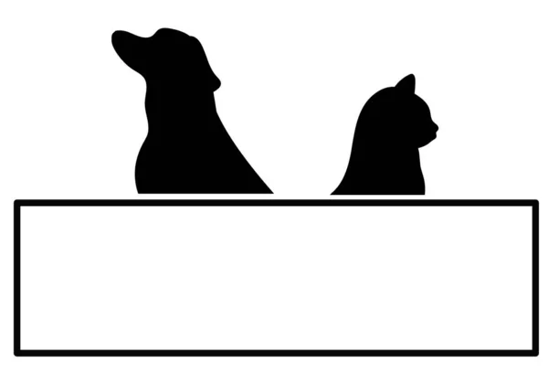 犬と猫のバナーフレーム — ストックベクタ