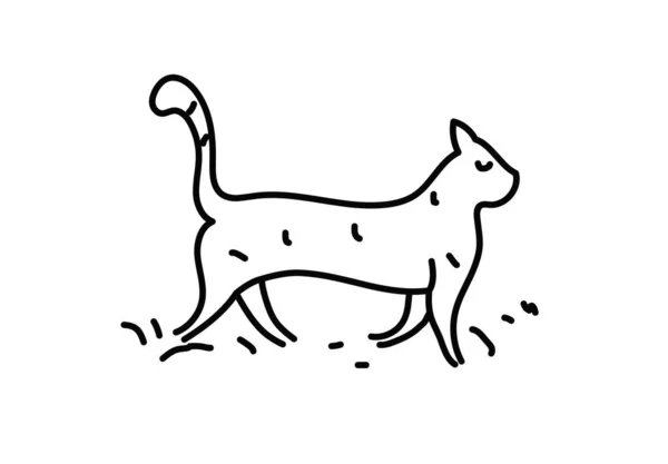 Happy Cat Walking Doodle Art — Stockový vektor